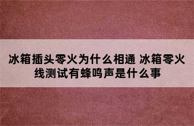 冰箱插头零火为什么相通 冰箱零火线测试有蜂鸣声是什么事